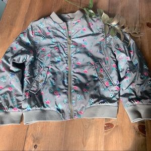 H&M Floral Olive Bomber Jacket